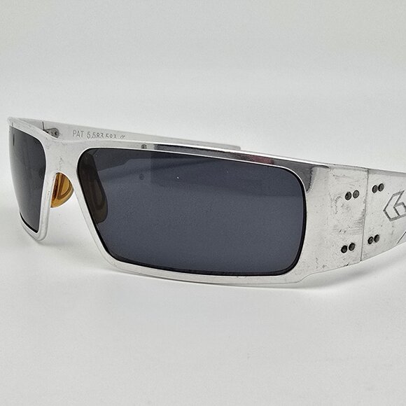 *SOLD* Gatorz Octane Polished Silver Frame Grey Lens Sunglasses w/ Ammo Box Case - Picture 3 of 16